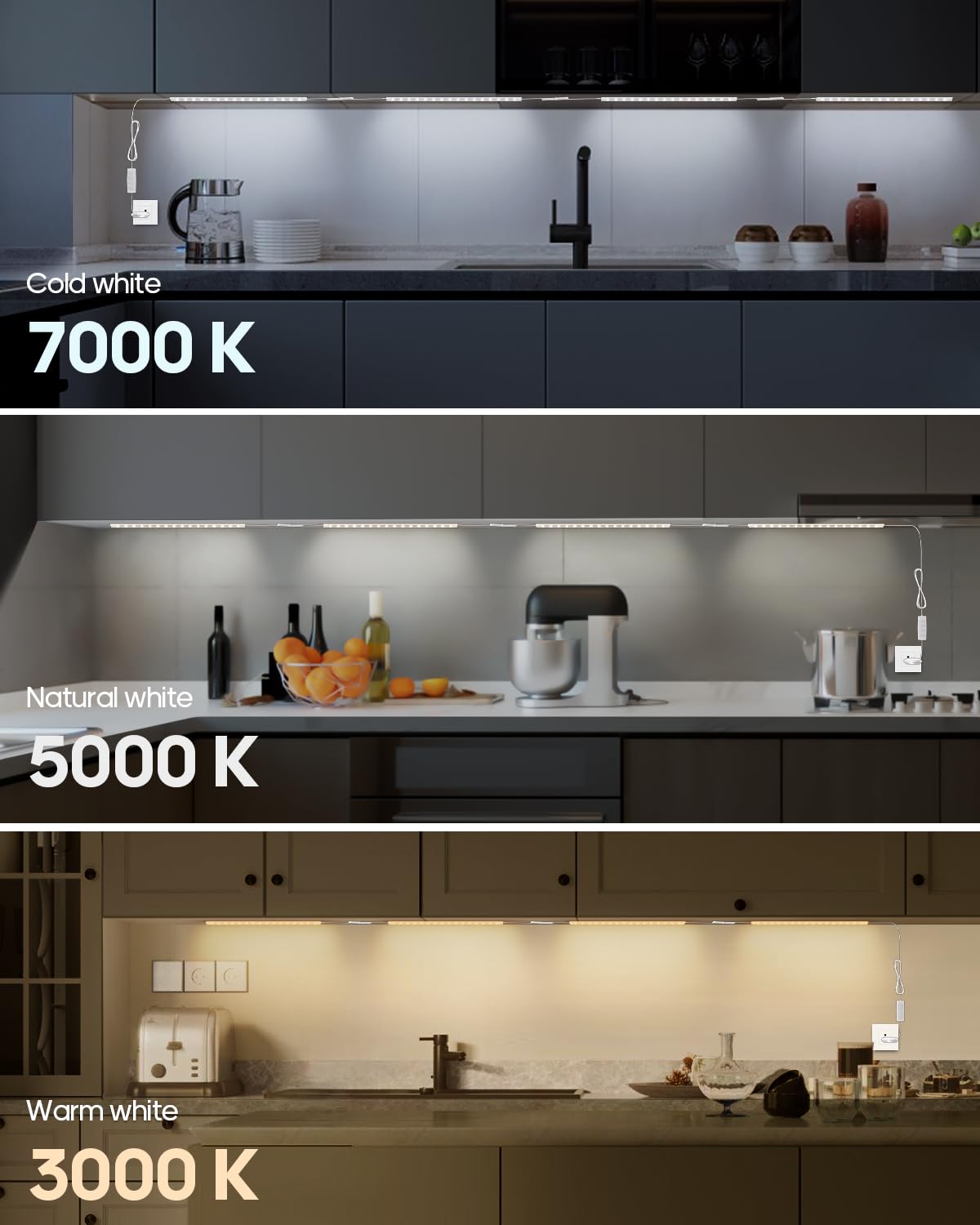 GOODEA Plug-in Under Cabinet Lights, 12inch Ultra Thin LED Dimmable Closet Lights with Memory Function, 3 Color Temperature Under Counter Lights for Kitchen, Cabinet, Workbench, Bookshelf, Desk