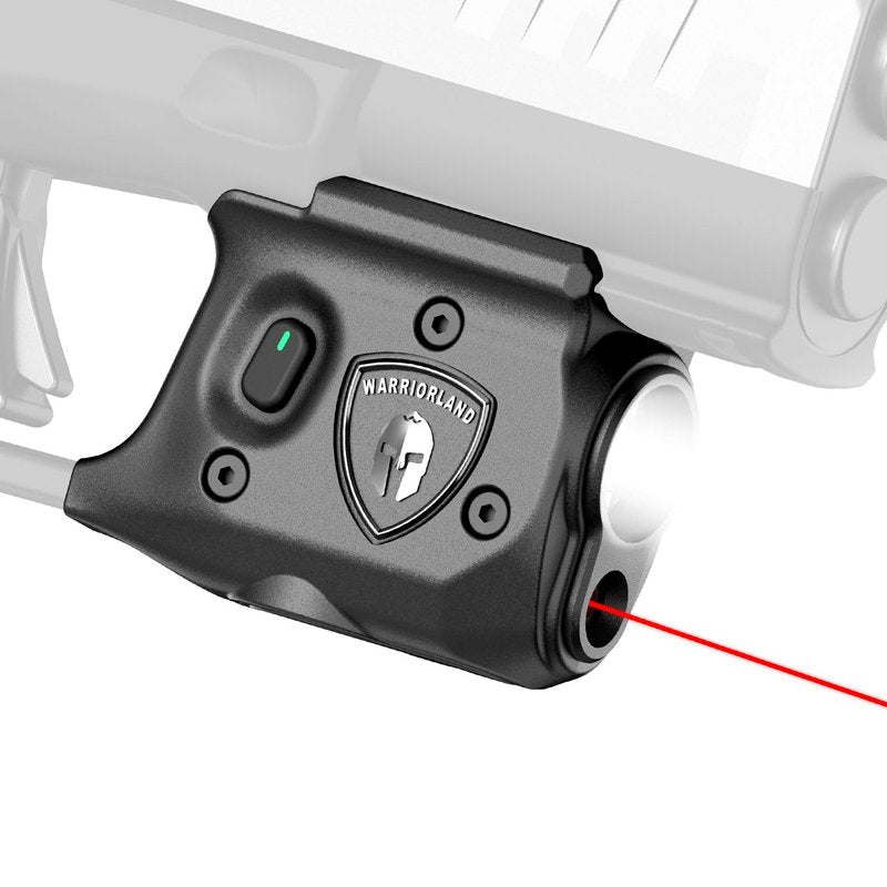 WARRIORLAND Pistol Light Laser Combo Fits Springfield Armory Hellcat Pro, Compact 150-Lumen Trigger Mounted Tactical Weapon Light with Red Laser & White LED, Power Indicator & 3 Light Mode, SLL-110