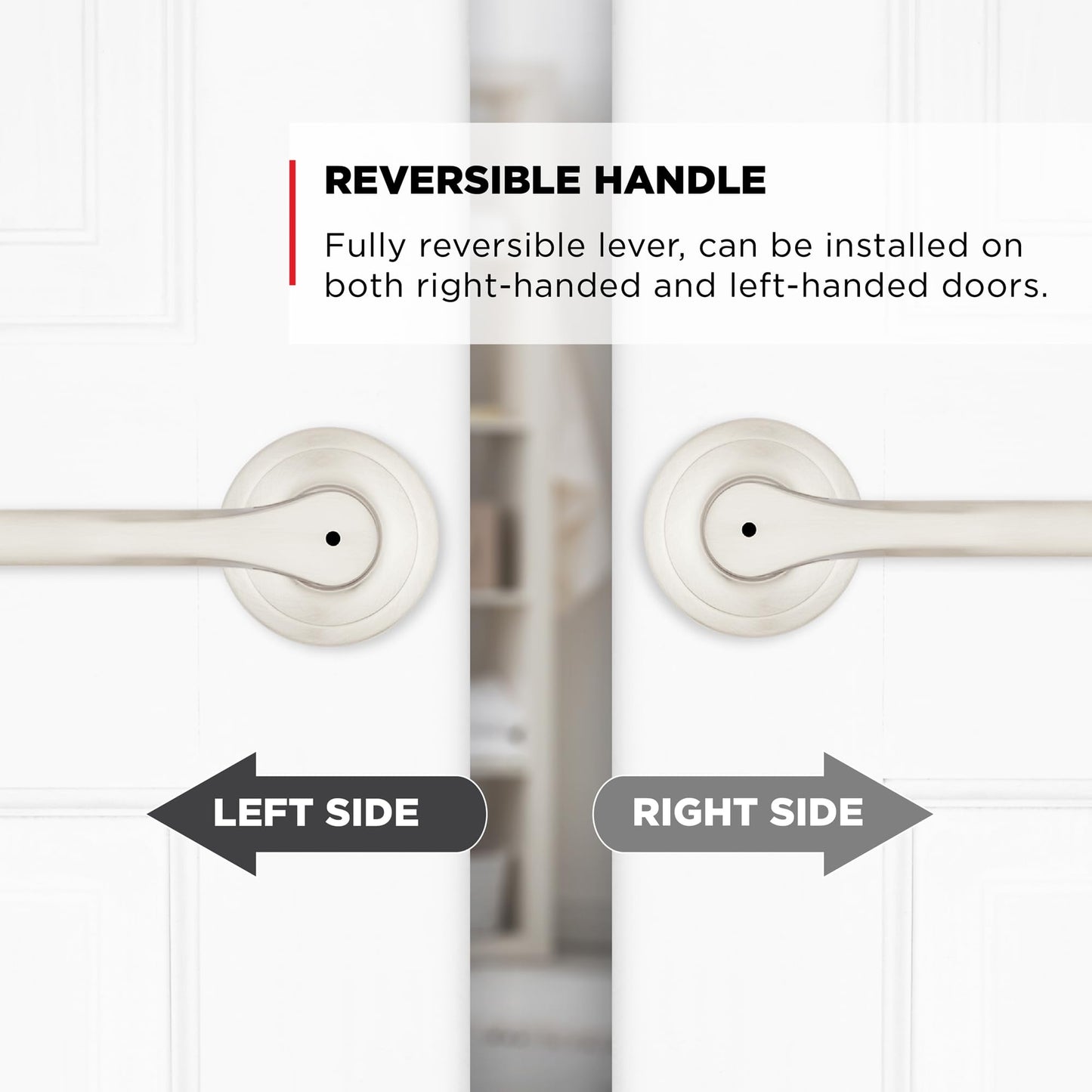 Kwikset Henley Interior Privacy Door Handle with Lock, Door Lever For Bathroom and Bedroom, Satin Nickel Reversible Keyless Turn Lock, with Microban Protection