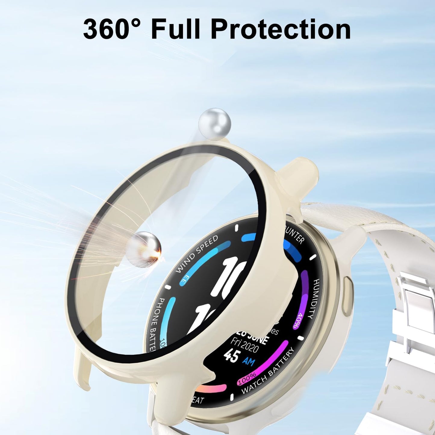 HXFRTYU 8 Pack Case for Garmin Vivoactive 5 Screen Protector, Hard PC Bumper Overall Protective Tempered Glass Cover Accessories for Garmin Vivoactive 5 SmartWatch