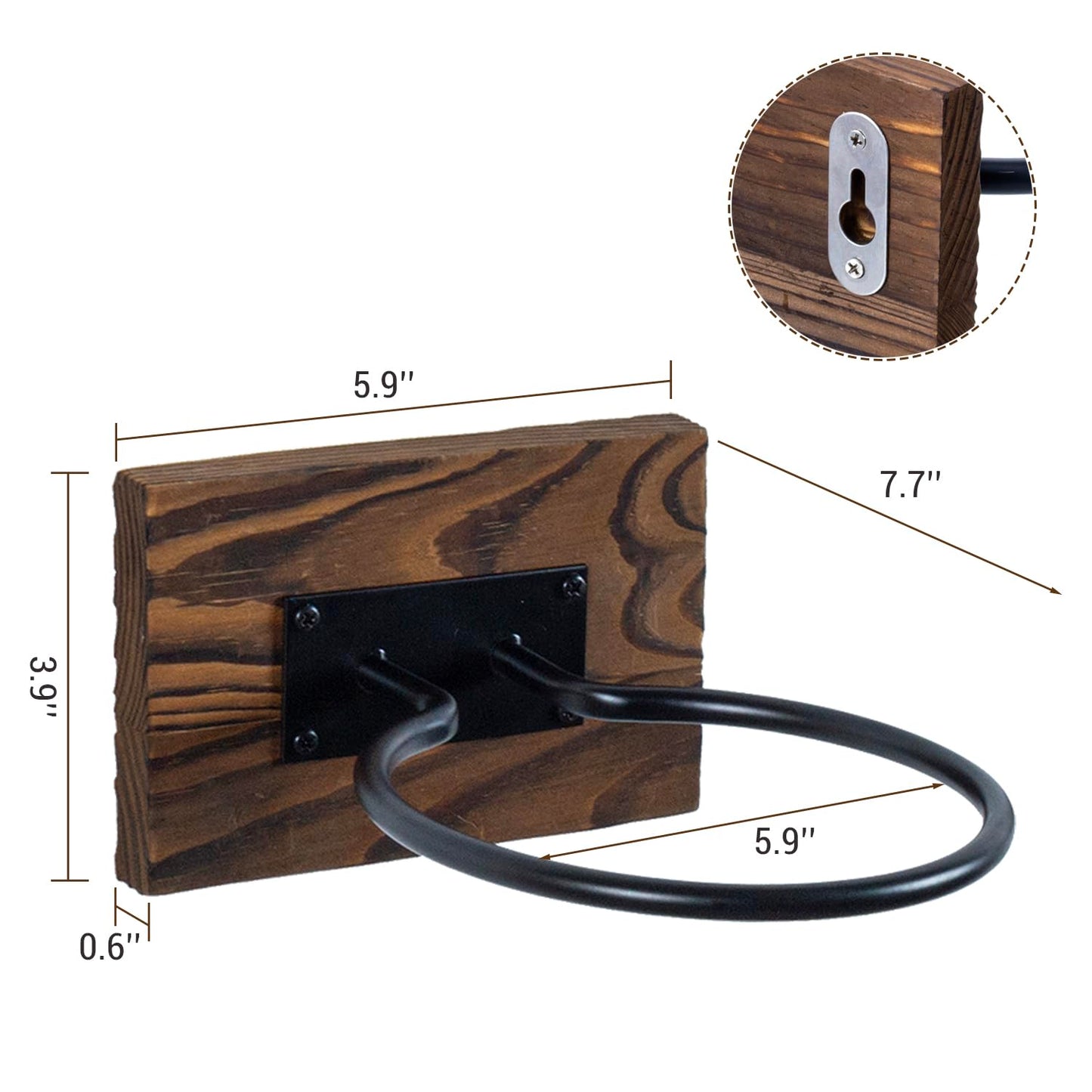 MyGift Wall-Mounted Sport Ball Rack Display Holder - Solid Brown Wood and Metal Hanging Gym Basketball Football Volleyball Soccer Ball Equipment Storage, Set of 2
