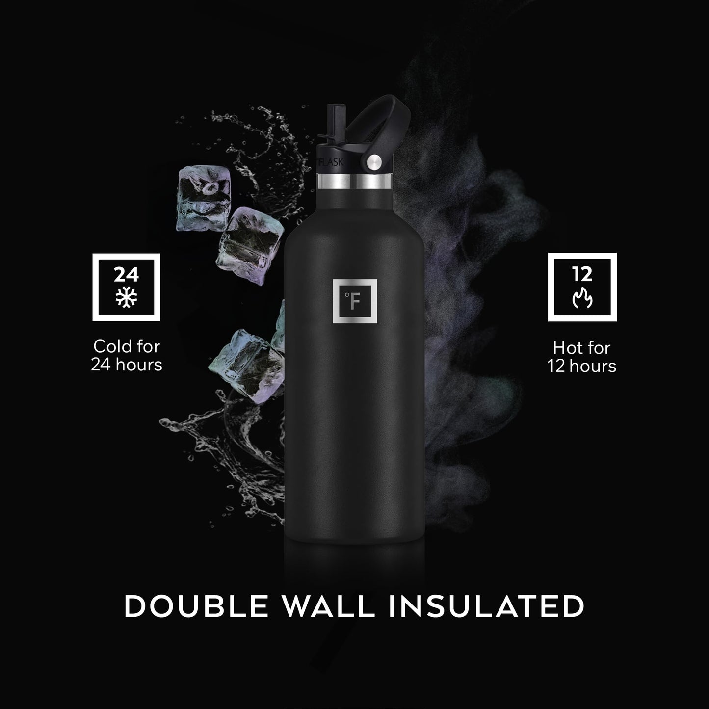 IRON °FLASK Camping & Hiking Hydration Flask with Straw, Narrow Mouth Insulated Stainless Steel Sports Water Bottle - Desert Oasis 32 oz - Straw (1 Lid)
