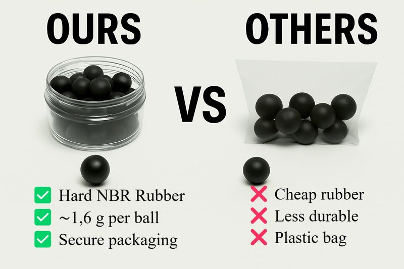 100 x Premium Quality 1.6 Grams Hard Rubber Balls Reusable High Impact Paintballs for Home Self Defense Training Target Practice in 50 Caliber