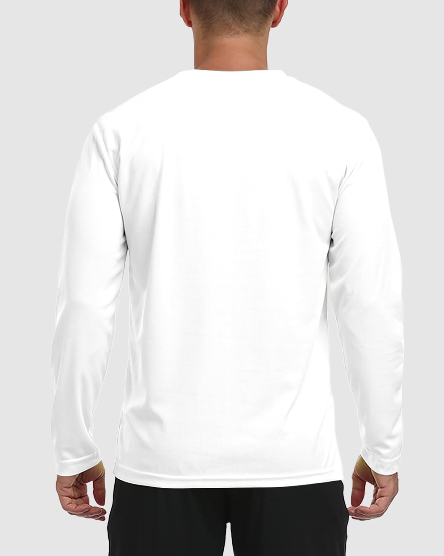 Mens Long Sleeve Shirts UPF 50+ Sun Protection Tee Shirts Tops White L