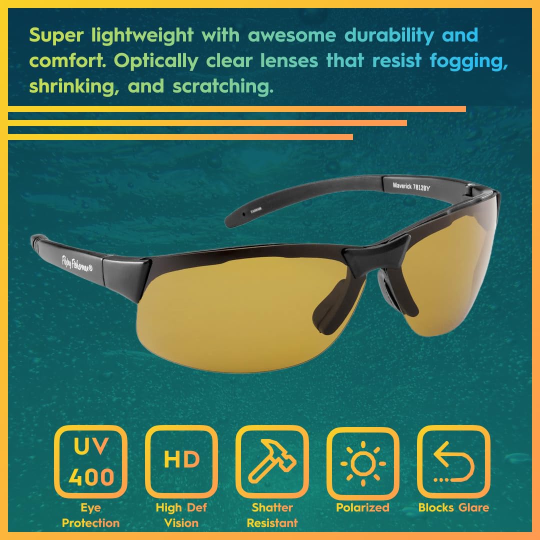 Flying Fisherman Maverick Polarized Sunglasses for Men, Women, Fishing, Boating, Outdoor Sports, 100% UV Protection