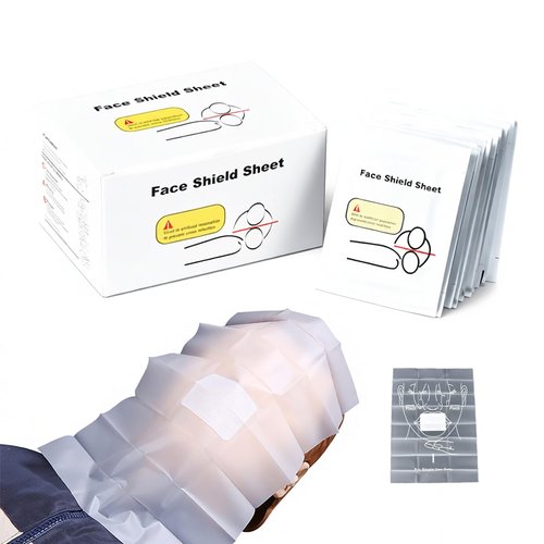 200 Pack CPR Training Face Shields, Individually Wrapped, Latex-Free Disposable Barriers for CPR Manikin Practice, Classroom Instruction and First Aid Training