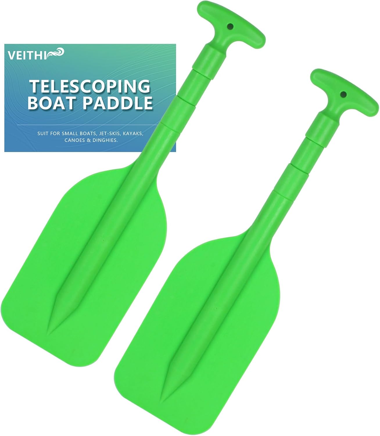 Skiennix Telescoping Collapsible Boat Paddle - Anti-Slip Aluminum Oars for Kids & Adults | 2-Pack, 6 Colors
