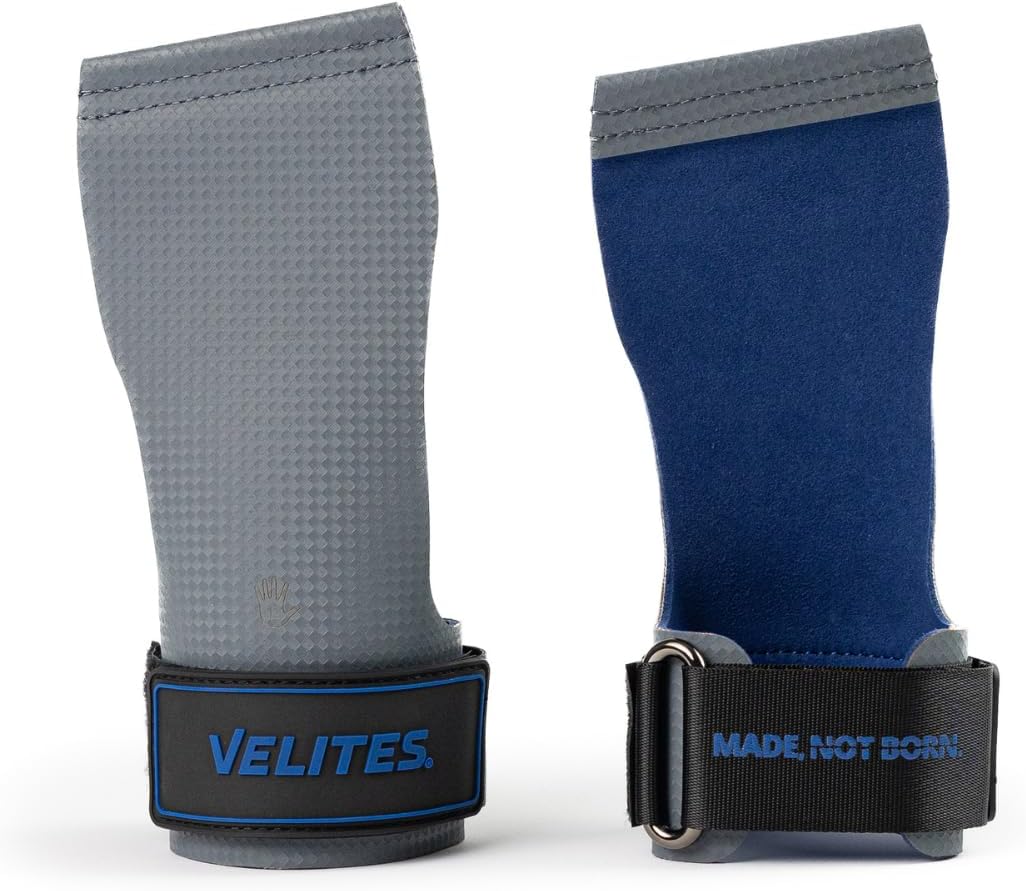 Velites - Official Crossfit® Games Quad Ultra Grips - No Chalk and Smooth Bars - Wristbands and Carry Bag Included - Pull-ups, Muscle-ups and Toes to bar