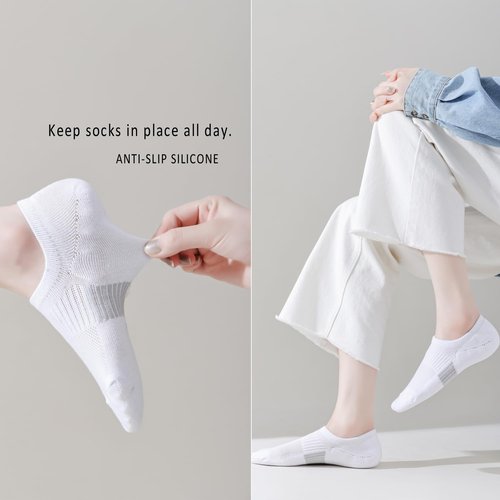 EPEIUS No Show Athletic Socks for Women - Cushioned Low Cut Footies | 3/6 Pairs, Non-Slip Comfort