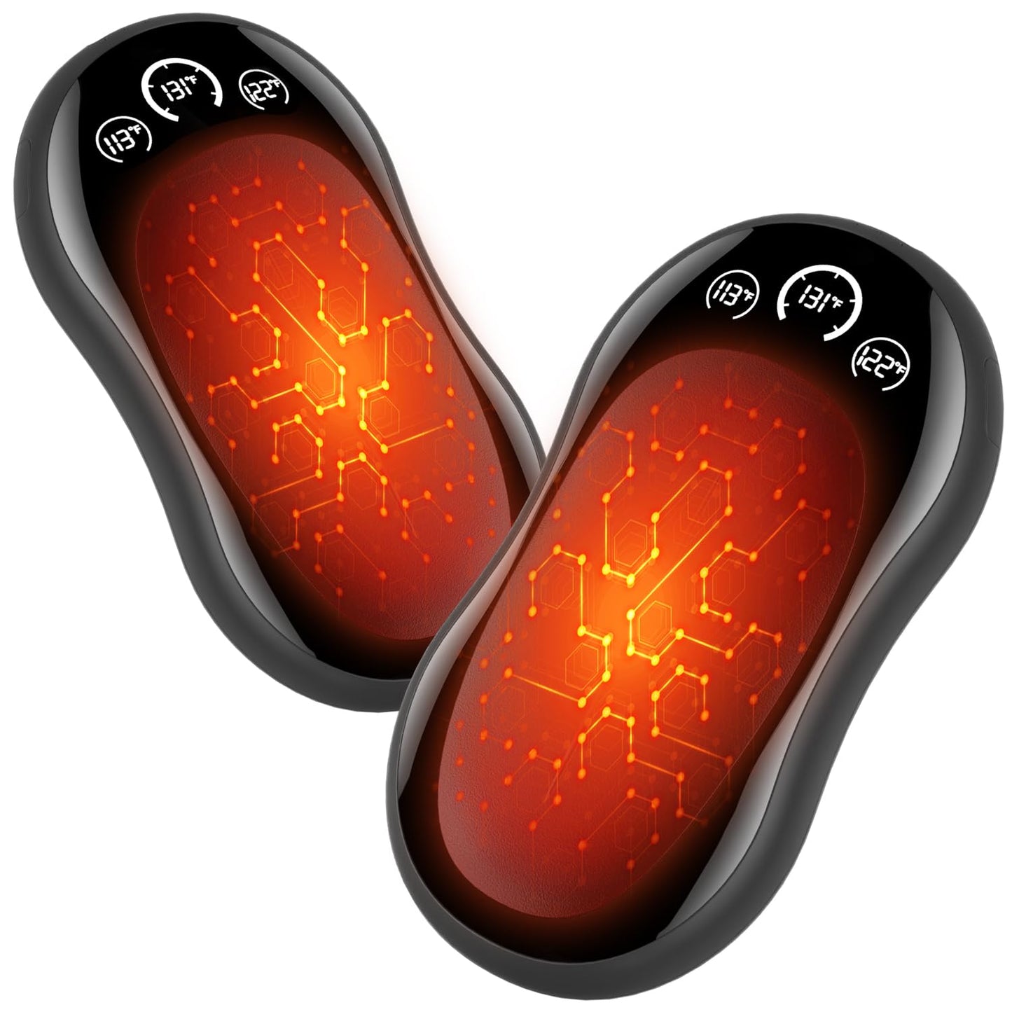 Hand Warmers Rechargeable 2 Pack, 6000mAh UL Certified Safe Electric Hand Warmers with 3-Temp Display, Ultra-Slim Portable Pocket Heater, Outdoor/Hunting Essentials, Gifts for Christmas Men & Women