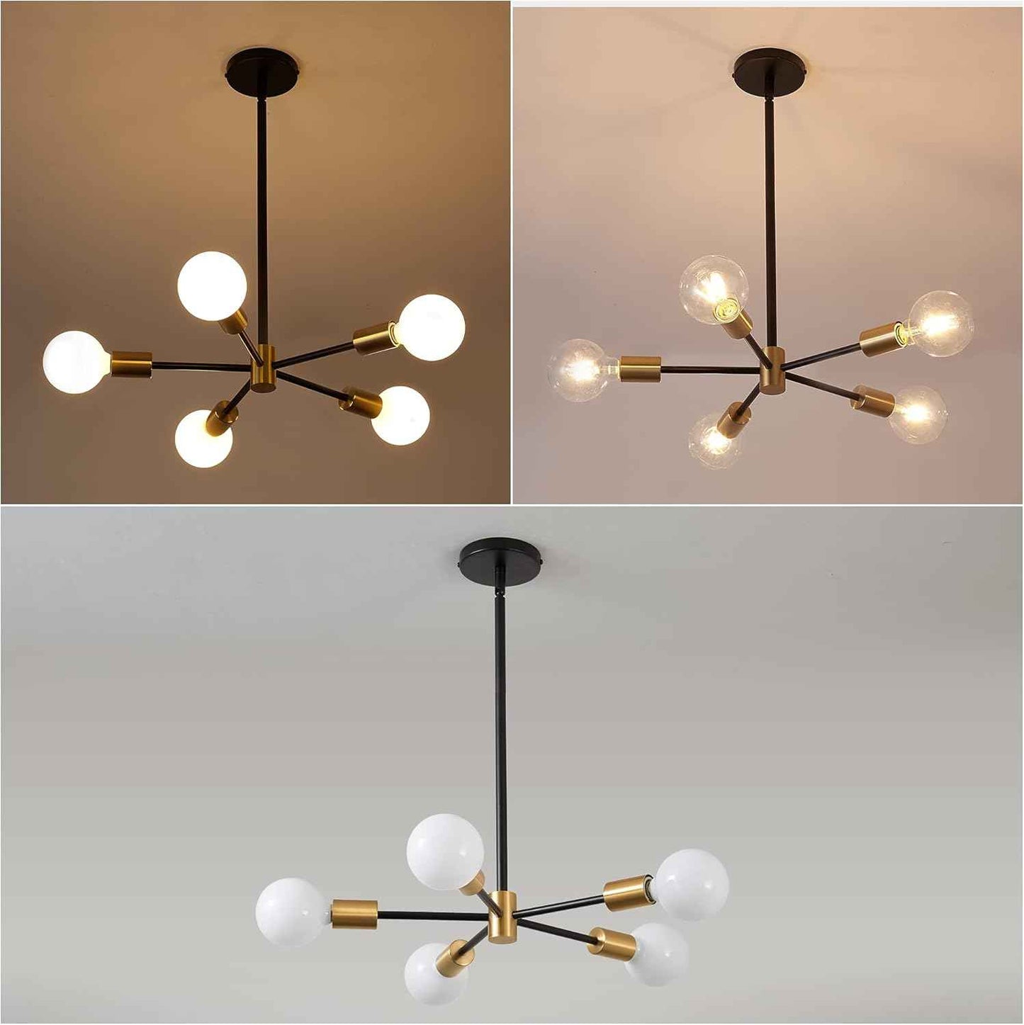 8-Light Gold Sputnik Chandelier - Modern Adjustable Ceiling Light for Dining Room, Kitchen & Foyer