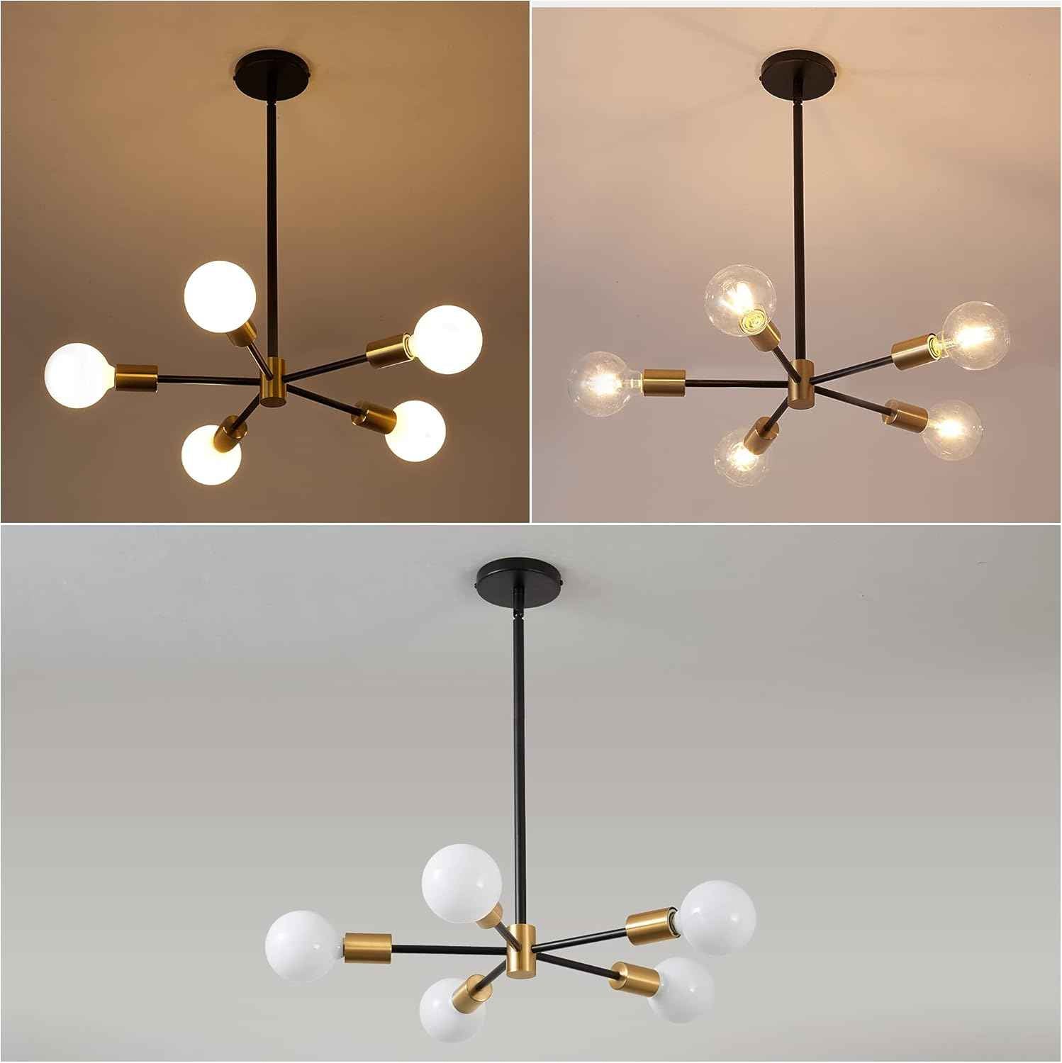 8-Light Gold Sputnik Chandelier - Modern Adjustable Ceiling Light for Dining Room, Kitchen & Foyer
