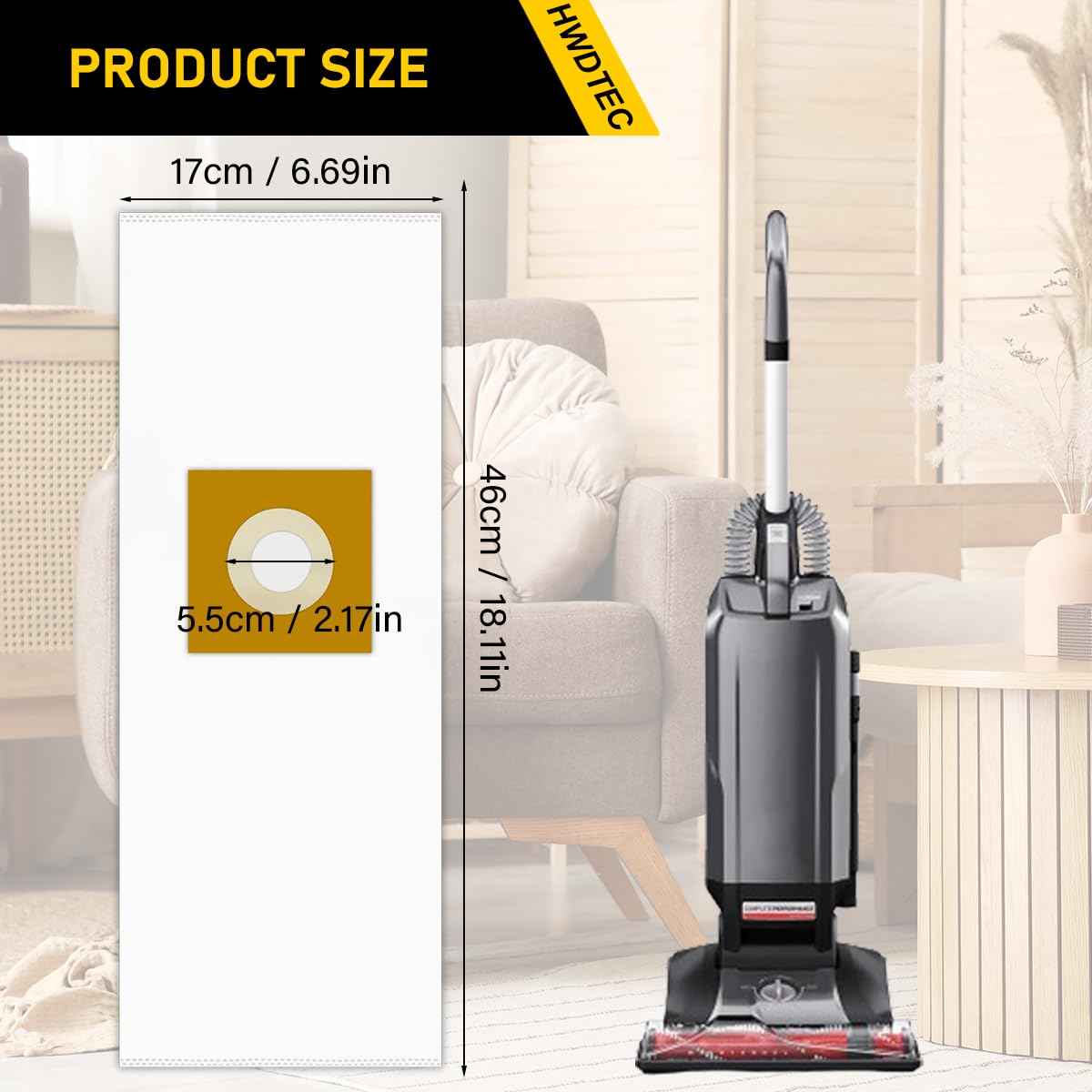 HWDTEC 6 Pack Type Y HEPA Vacuum Bags for Hoover Style Y, Z, YZ WindTunnel Upright Vacuum Cleaners, Replacement Part 4010100Y, AH10040, 902481001, 4010801Y, AH10165