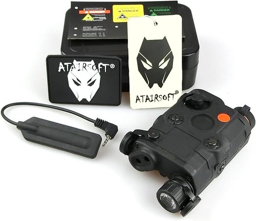 ATAIRSOFT (Airsoft Version) PEQ-15 Style AN-PEQ-15 Upgrade Version Red Sight + LED Flashlight for AEG GBB CQB (Black)