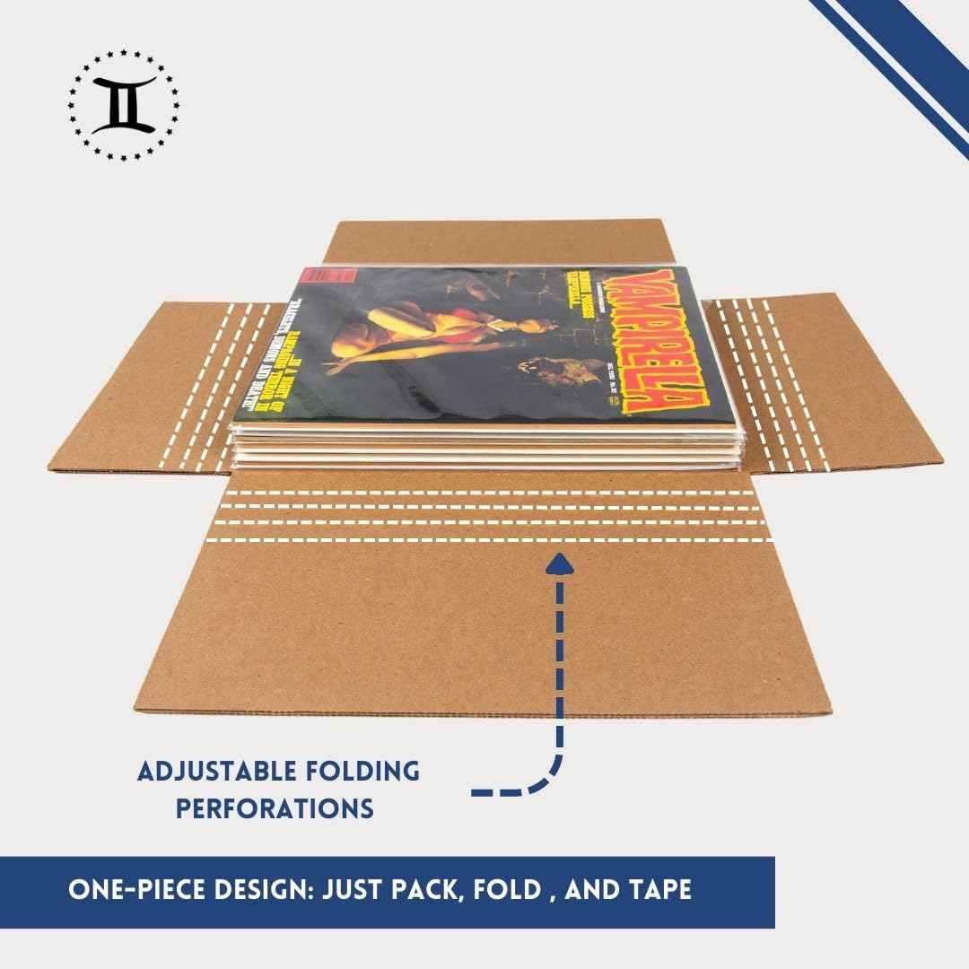 Gemini Magazine and Comic Book Mailers for Shipping (8.5x11x2’’ – 25 Pack) | US-Made Corrugated Cardboard Stay Flat Mailers with Expandable Capacity | Great For Shipping Documents, Photos, and More.
