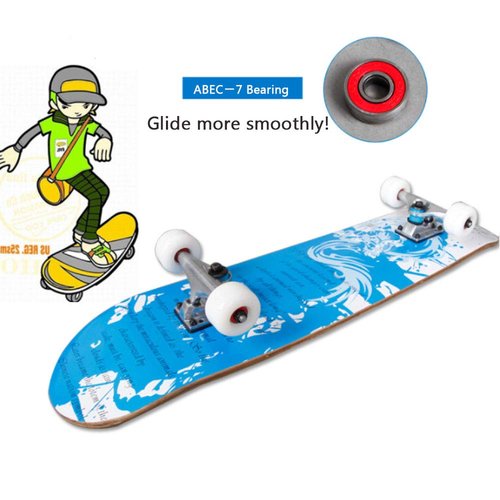 Sumeber Standard Skateboards for Beginners Kids Boys Girls Youths Adults Starter-Complete Skate Boards 31''x 8'' Maple Wood Skateboard (All Black)