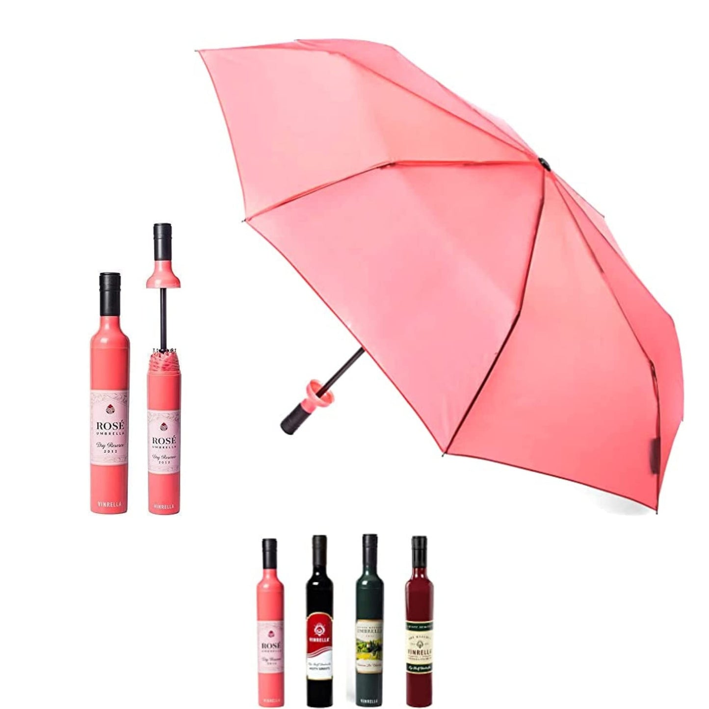Rose Labeled Wine Bottle Umbrella