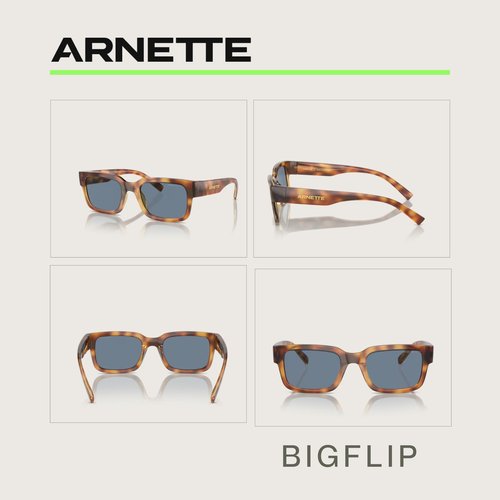ARNETTE Big Flip AN4343 29562V 52MM Dark Havana/Dark Blue Polar Polarized Rectangle Sunglasses for Men +BUNDLE with ACCESSORY EYEWEAR KIT