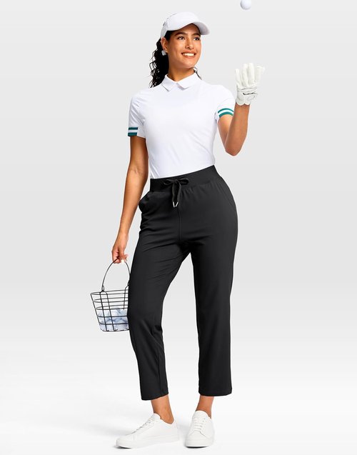 G Gradual Petite Ankle Pants for Women - Stretchy 7/8 Sweatpants with 2 Pockets for Golf & Travel