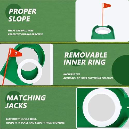 LOOEEL 4 PCS Golf Putting Cup Golf Hole Training,Suitable for Teenagers and Adults Hole Training with Plastic Flags Putting Cup,Used for Indoor and Outdoor Practice.