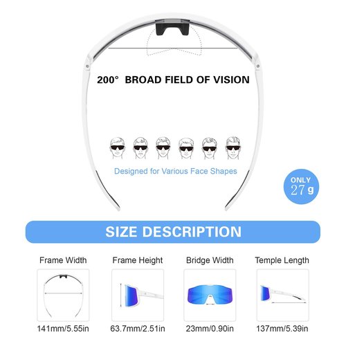 suoso Sports Cycling Glasses for Men: UV400 Polarized Wraparound Sunglasses for Women Running Riding Fishing Baseball TR90