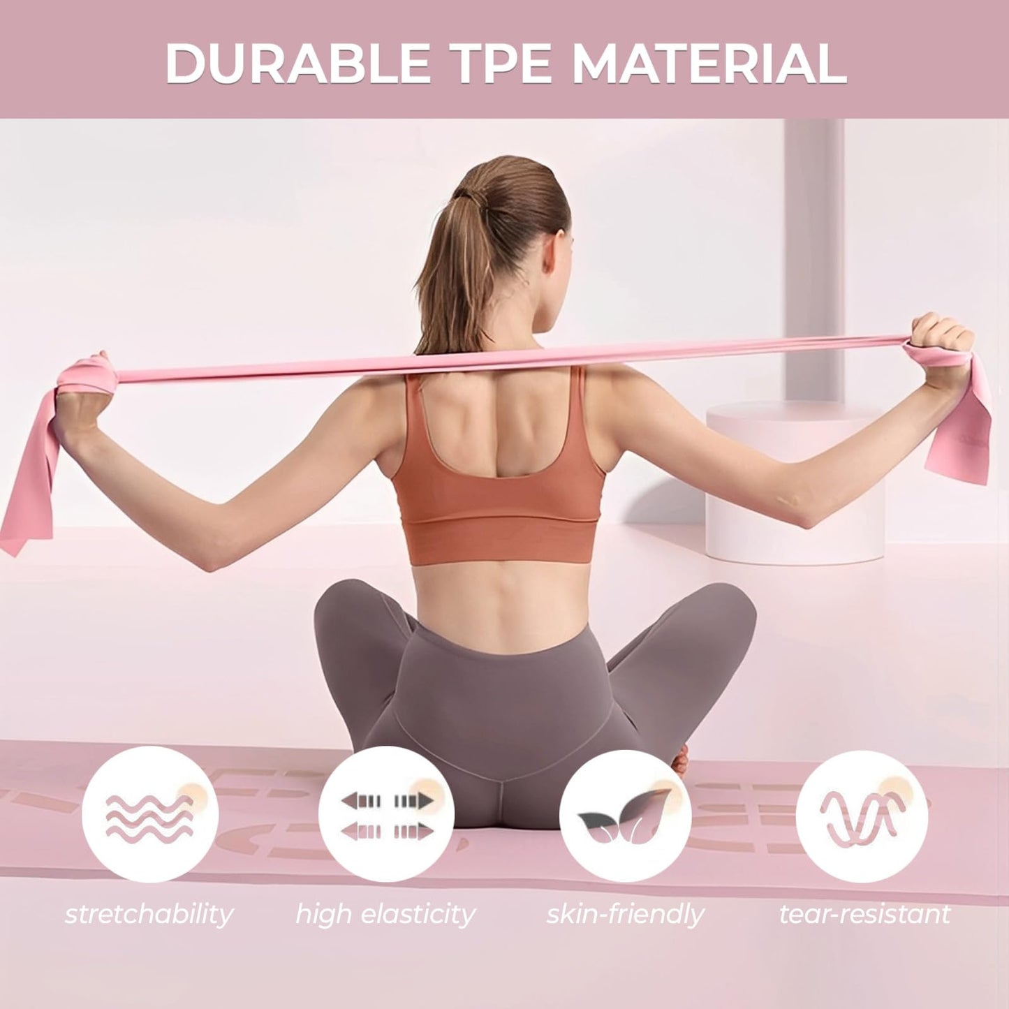 Kovixsc Resistance Band, Pilates Band,Work Out Bands for Women,Figure 8 Resistance Band, 14-Set Professional Exercise Bands for Pilates, Yoga, Home Gym, Booty, Leg Training with Workout Bands Guide