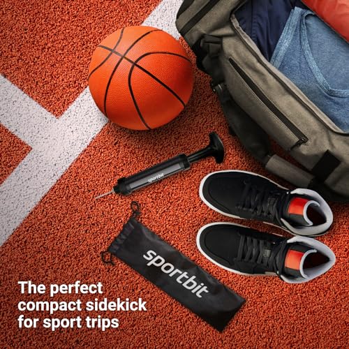 SPORTBIT Black Hand Pump for Basketball Volleyball Soccer Football - Portable & Easy to Use