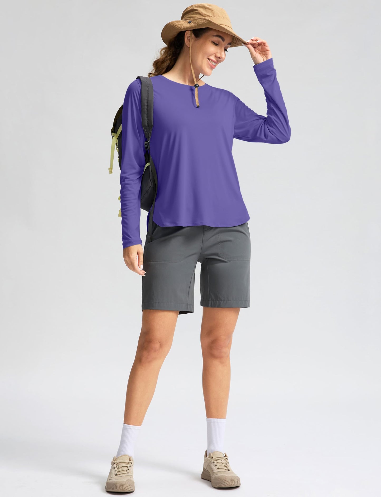 Women's Sun Shirts UPF 50+ Long Sleeve UV Protection Shirt Lightweight Quick Dry Workout Hiking Tops for Women(Vintage Purple,XL)
