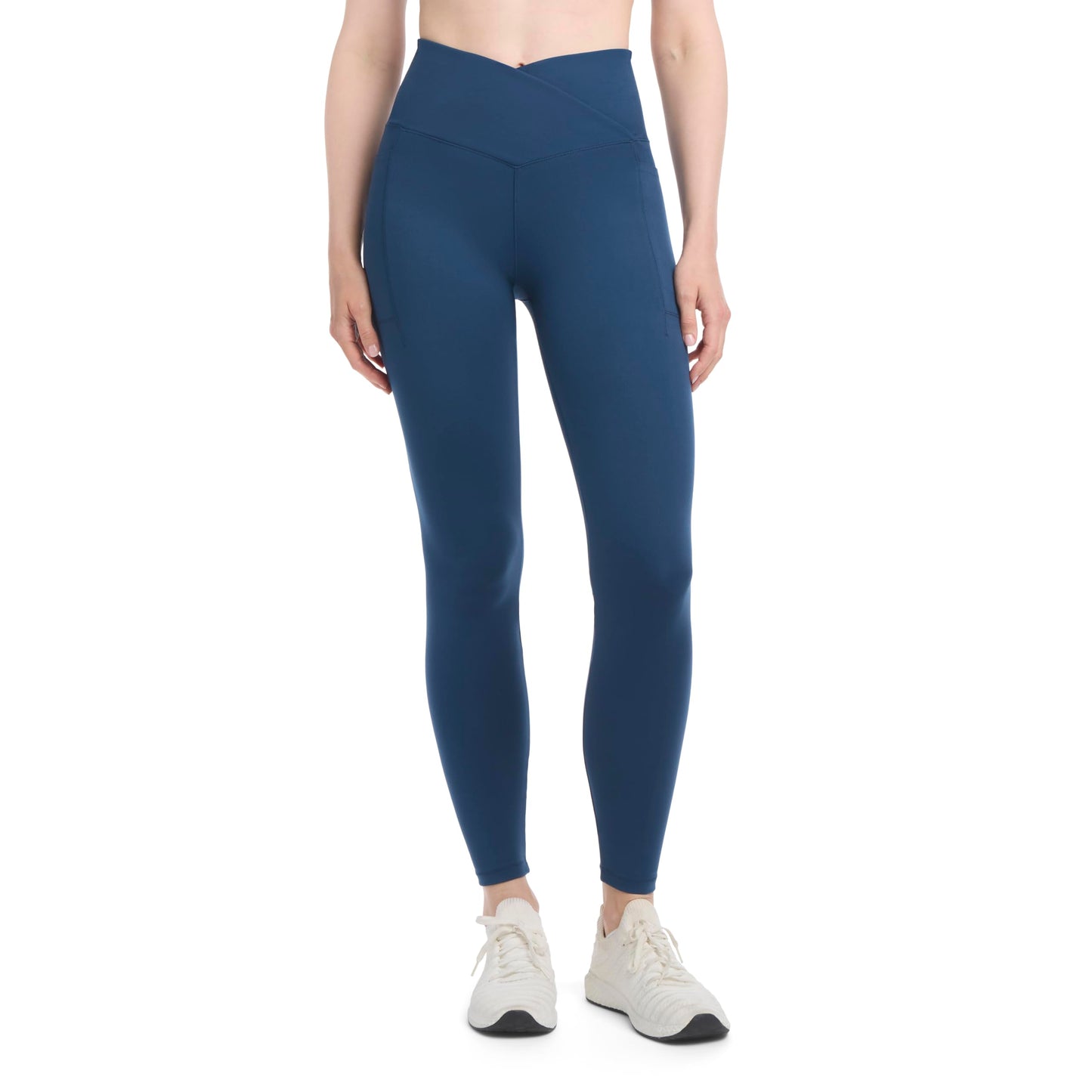Danskin Women's Studio Cross Waist Full Length Leggings, Titan, Medium
