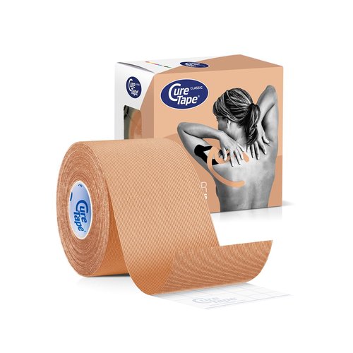 CureTape Classic | Kinesiology Tape for Muscle & Joint Pain | Elastic Therapeutic Tape | Waterproof Athletic Tape | Medical K Tape (Beige)