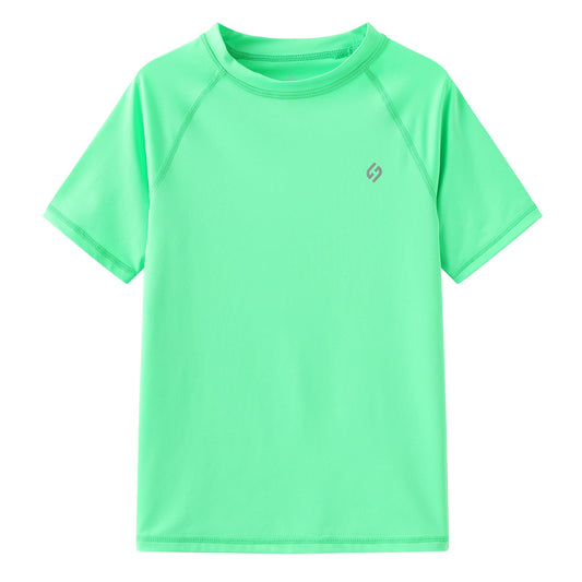 HODOSPORTS Boys UPF 50+ Rash Guard Swim Shirts Short Long Sleeve Quick Dry UV Protection Sun Shirt Light Green
