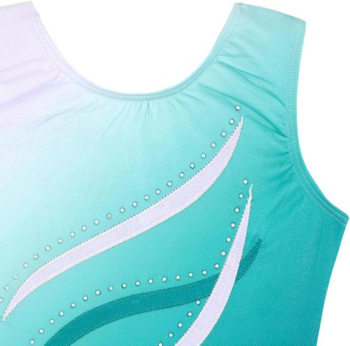 HOZIY Gymnastics Leotards for Girls - Snowflake Ribbon Design in Blue, Purple & Hot Pink Sparkle