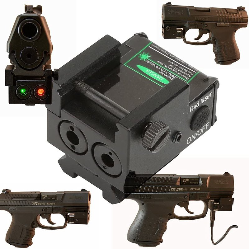 Dual Aiming Tactical Compact Rail Laser Sight XYH06 Green & Red Laser USB Rechargeable Picatinny Rail Mount Low Profile for Pistols Handguns