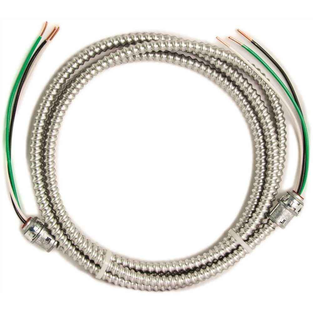 Southwire #56482114 8 ft, 12/2 Solid CU MC (Metal Clad) Armorlite Modular Assembly Quick Cable Whip