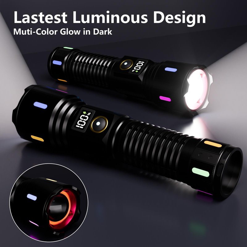 Rechargeable Flashlights High Lumens, 990,00LM LED Super Bright Flash Light, Handheld Tactical Flashlight, Adjustable High Powered Flash Lights, 5-Mode Powerful Linternas for Emergencies Camping