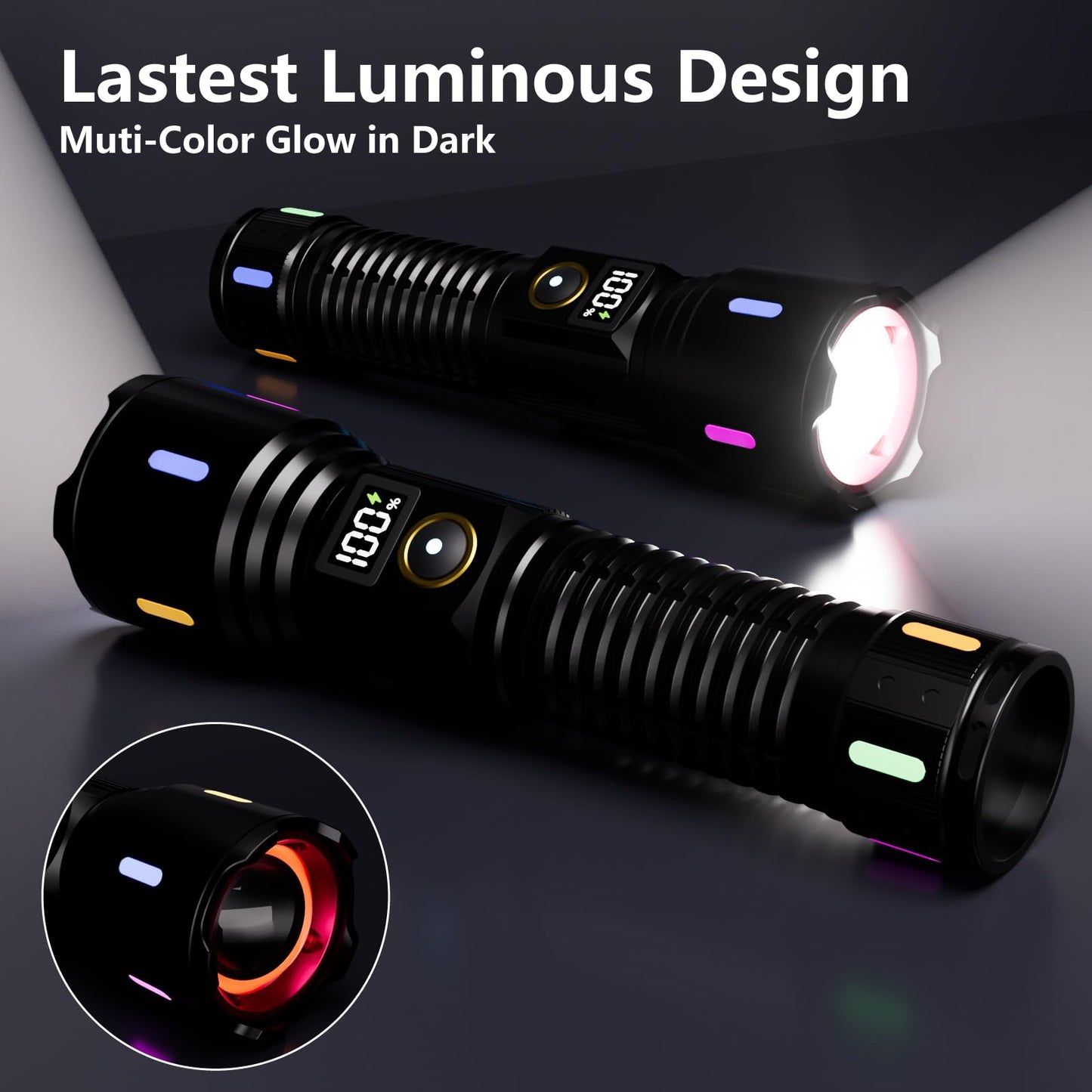 OLIARIL Rechargeable Flashlights High Lumens, LED Super Bright Flash Light, Handheld Tactical Flashlight, Adjustable High Powered Flash Lights, 5-Mode Powerful Linternas for Emergencies Camping