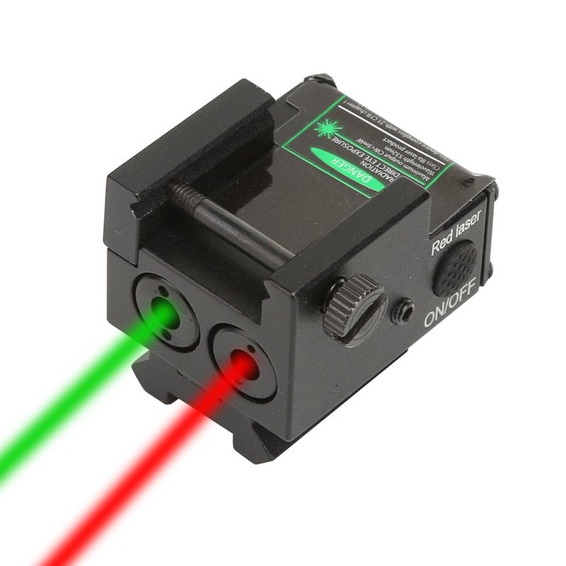 Dual Aiming Tactical Compact Rail Laser Sight XYH06 Green & Red Laser USB Rechargeable Picatinny Rail Mount Low Profile for Pistols Handguns