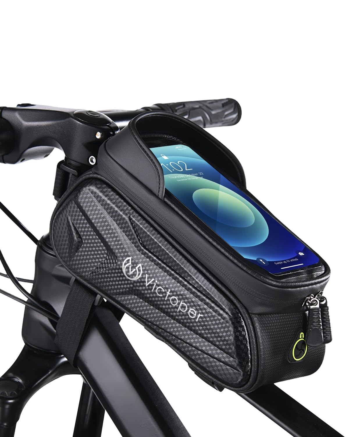 Victoper Bike Phone Front Frame Bag, Waterproof Bicycle Tube Bag, 2L PPU Cycling Pouch Bike Bag, Bike Accessories Bag for Men Women Adults Compatible Phone Under 7”