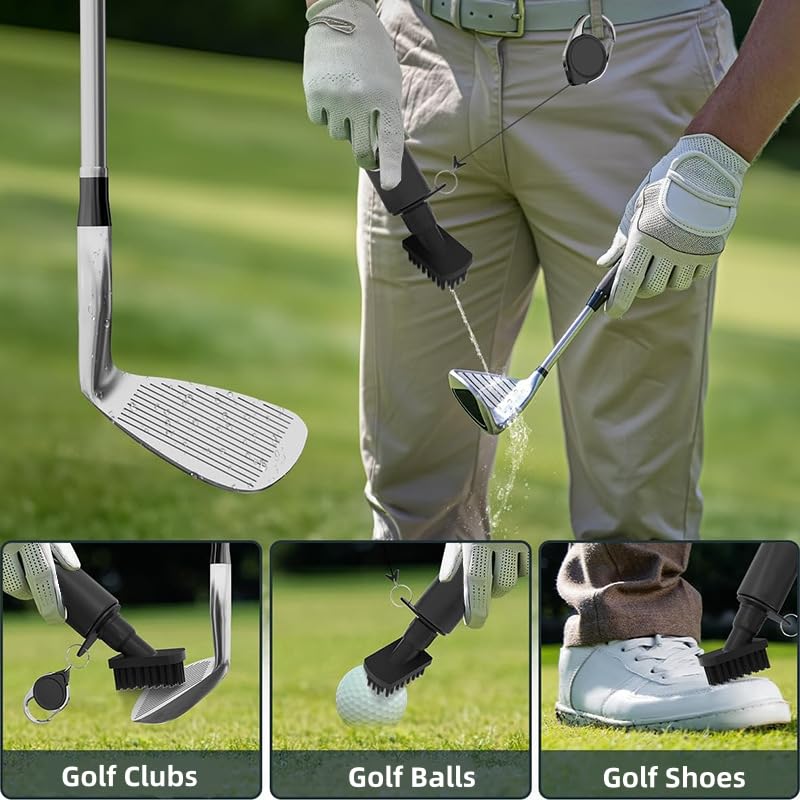 Golf Club Cleaner Brush with Water Spray Bottle - 7.5 Inches