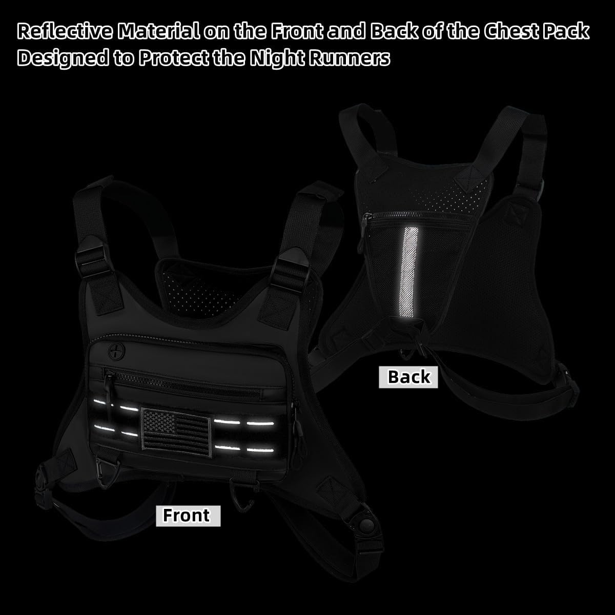 Running Chest Bag Tactical Running Vest with Pistol Holster Versatile Motorcycle Chest Pouch CCW Chest Pack