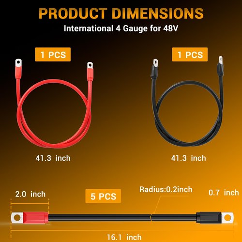 CLUBRALLY Golf Cart Heavy Duty Battery Cable 7 PCS Set 4 Gauge for 1994-Up Club Car DS & Precedent 48Volt