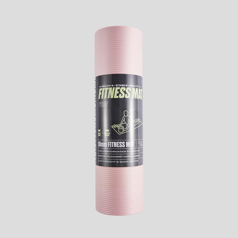 Phoenix Fitness RY1547 Exercise NBR Fitness Yoga Mat - Double Sided Anti Slip High Density Floor Mat - 185 x 61 cm - 15mm Thick with Carry Strap, Pink