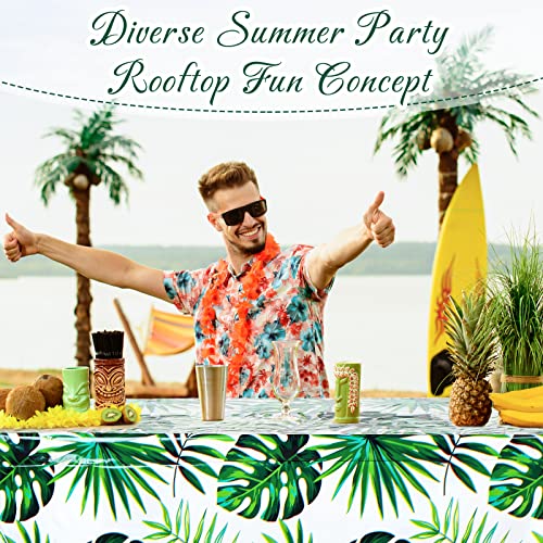 Tropical Palm Leaves Tablecloths - 3 Pack, 54 x 108 Inch