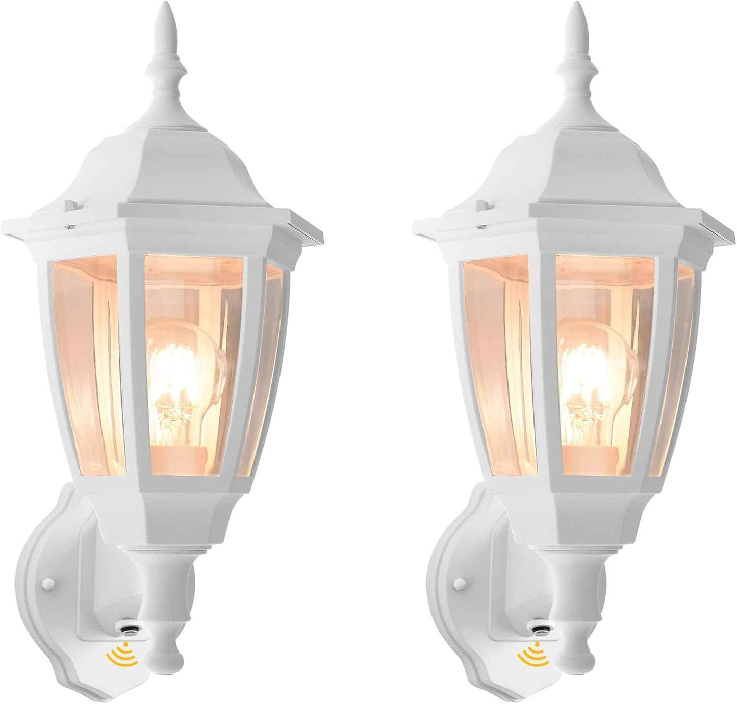 Outdoor Wall Light with Dusk to Dawn Sensor - 2-Pack LED Lanterns for Porch & Garage