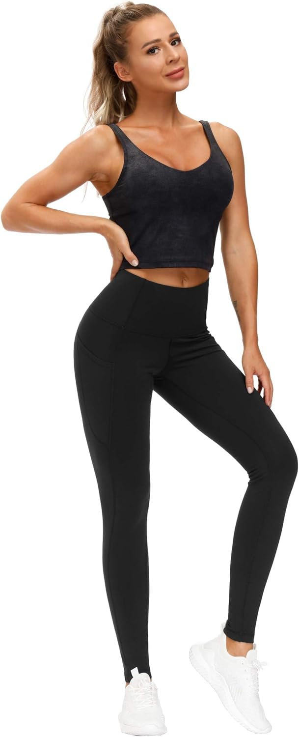 The Gym People High Waist Yoga Pants - Thick Tummy Control Leggings with Pockets for Women