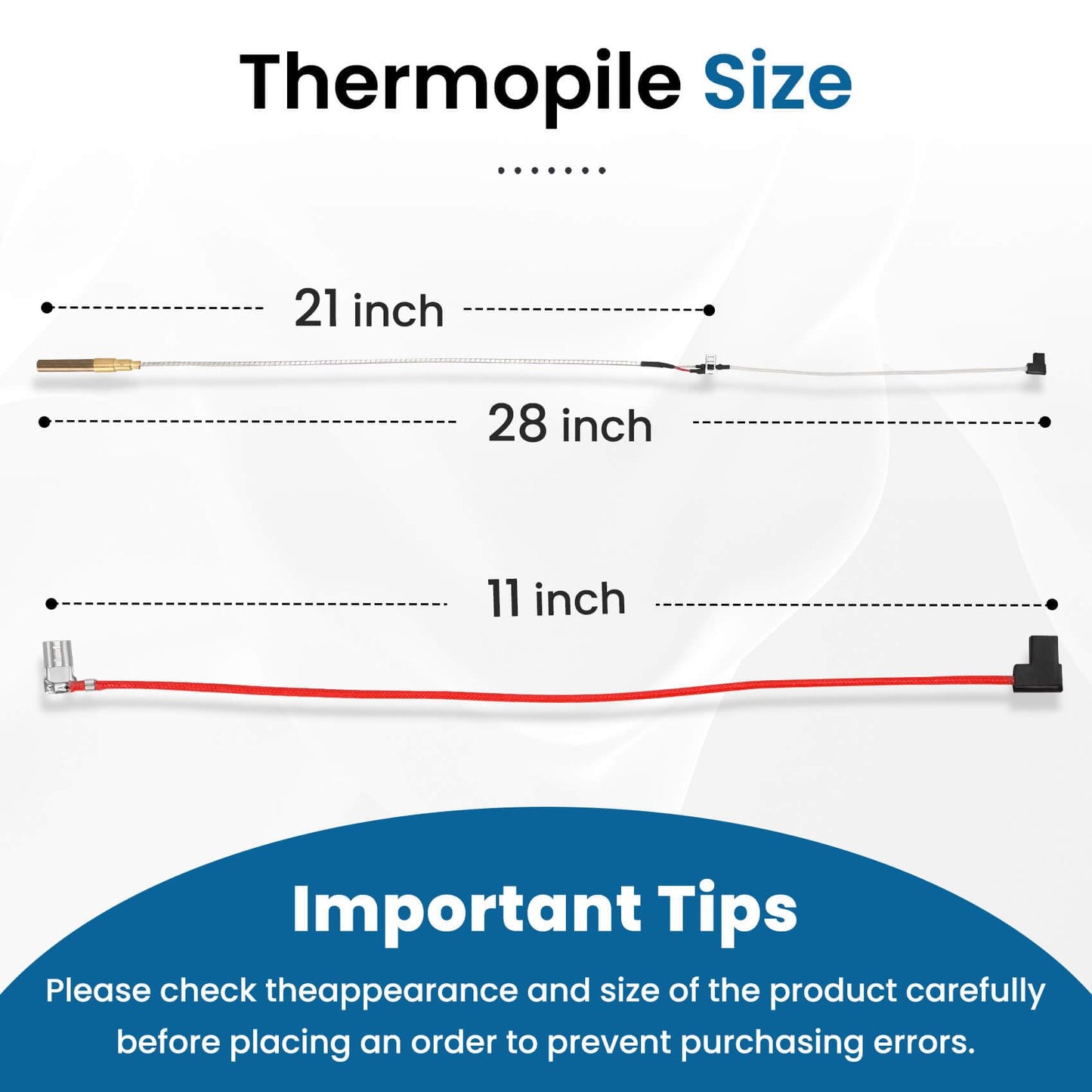 21" 100112328 Thermopile for Water Heater, 750 Mini-Volt Thermocouple Compatible with Reliance, Whirlpool, A.O.Smith, Kenmore, American Water Heater, Replace Model 6911197, 9007872005, 100094024, etc.