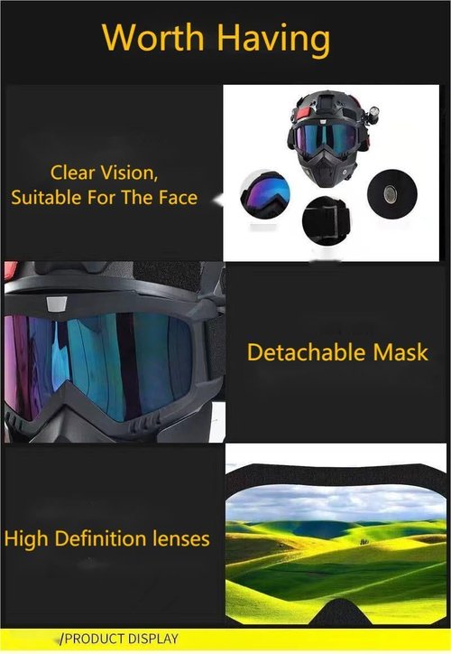 YBJMSFA MICH Airsoft Helmet and Mask Set,Airsoft Maskwith Detachable Anti-Fog Goggles Protective Full Face Tactical Mask for CS Airsoft Shooting Halloween Cosplay Cycling Party