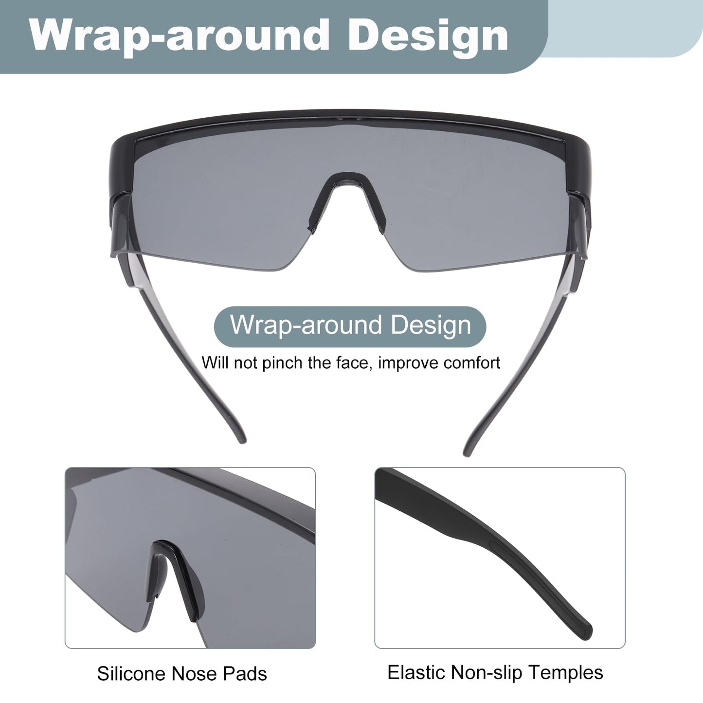 HARFINGTON Sport Sunglasses Cycling Polarized Sun Glasses for Men Mountain Driving Fishing Running, Black Frame Gray