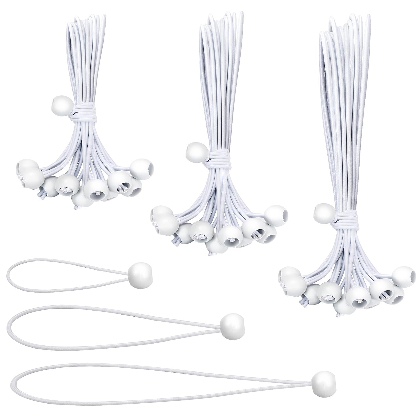 Skytened 30PCS of 3 Sizes Ball Bungee Cords, 6, 9, 11 Inch Tarp Canopy Bungee Balls, Heavy Duty Tie Down Cord for Shelter, Gazebo, Camping, Tent, Cargo, Holding Wire and Hoses (Ball Size 1 inch)