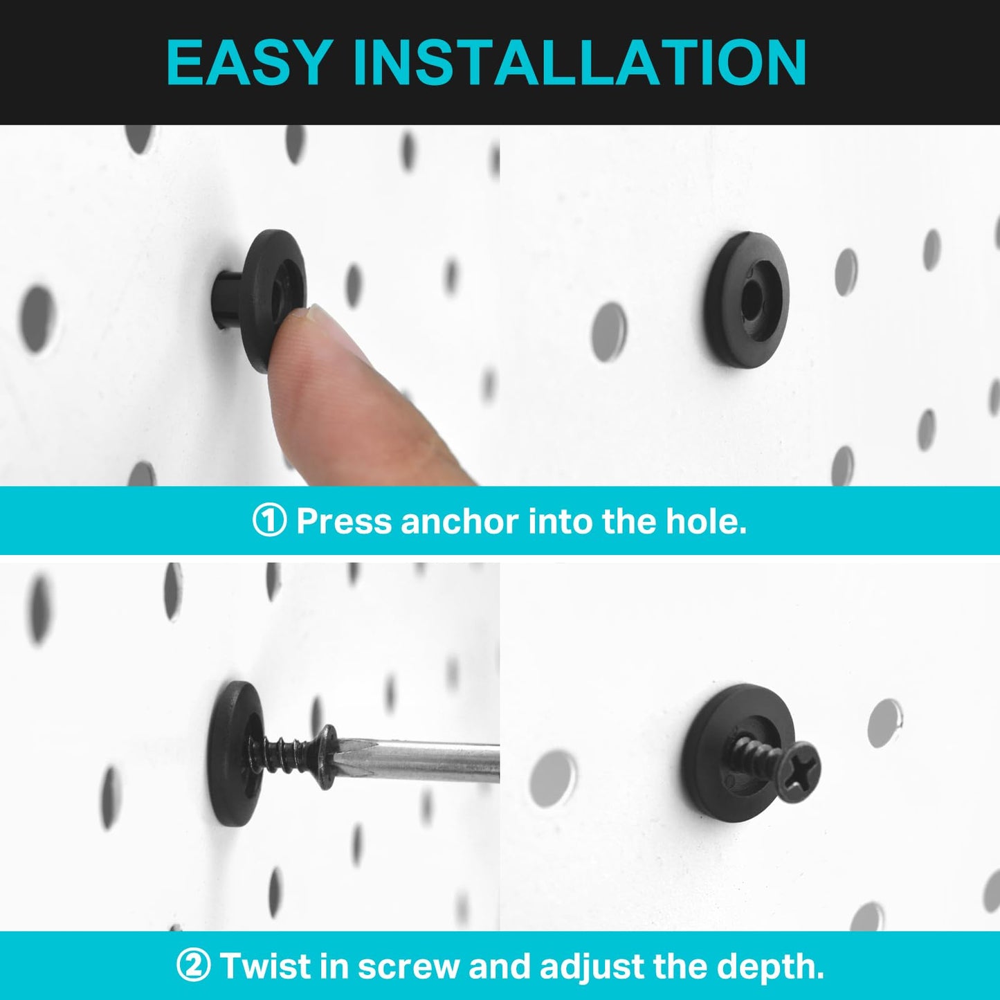 G.CORE Pegboard Peg Hooks Accessories - 40 Set Pegs with Inserts and Screw Fit 1/4 Pegboards Multi-Functional for Hanging and Mounting - Utility Tool Hanger Organizers (Large Size)